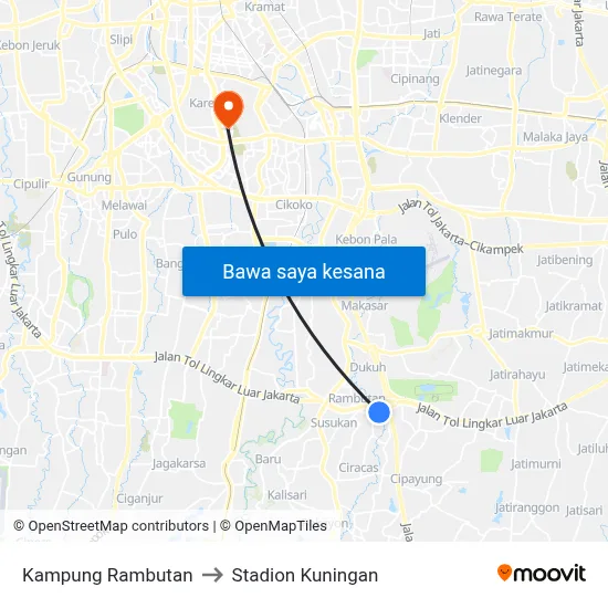 Kampung Rambutan to Stadion Kuningan map