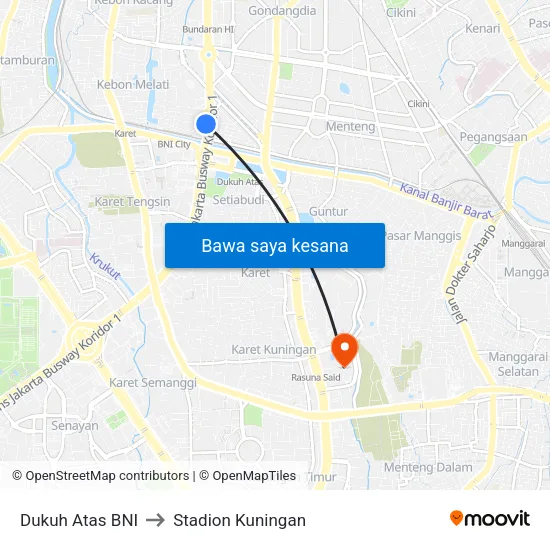 Dukuh Atas BNI to Stadion Kuningan map