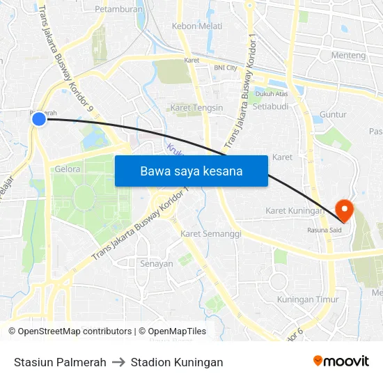 Stasiun Palmerah to Stadion Kuningan map