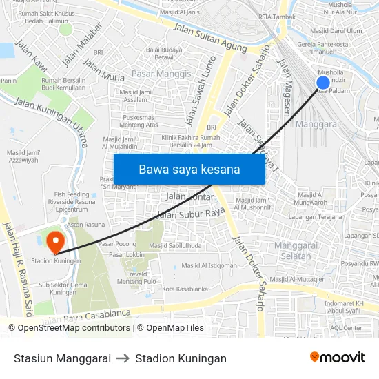 Stasiun Manggarai to Stadion Kuningan map
