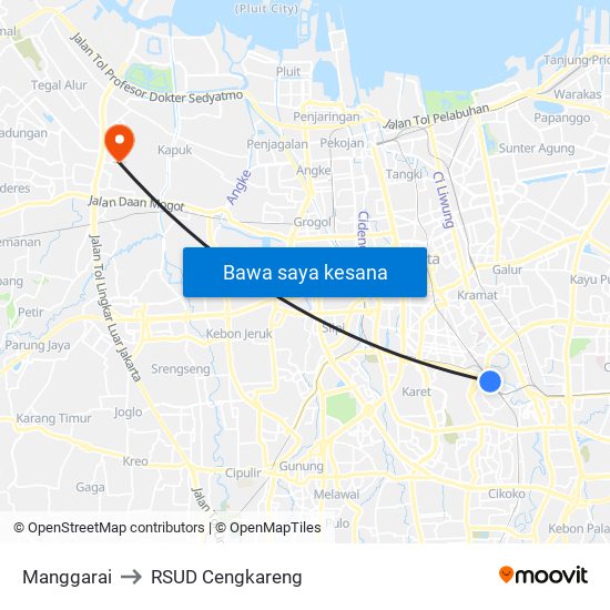 Manggarai to RSUD Cengkareng map