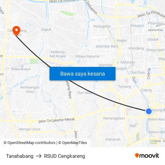 Tanahabang to RSUD Cengkareng map