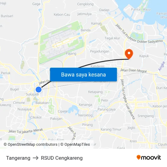 Tangerang to RSUD Cengkareng map