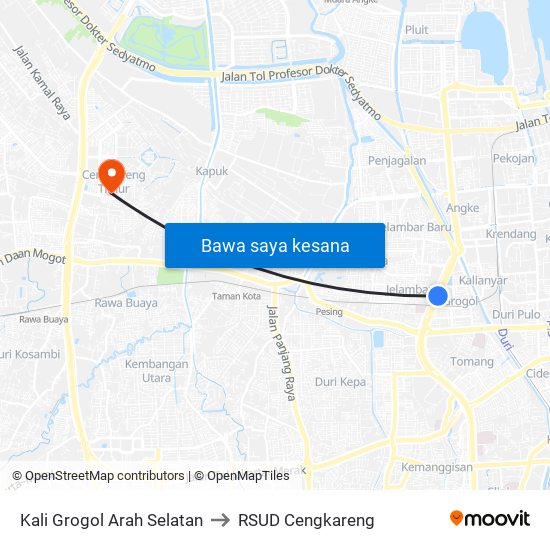 Kali Grogol Arah Selatan to RSUD Cengkareng map