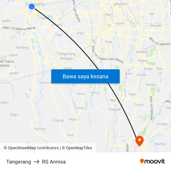Tangerang to RS Annisa map