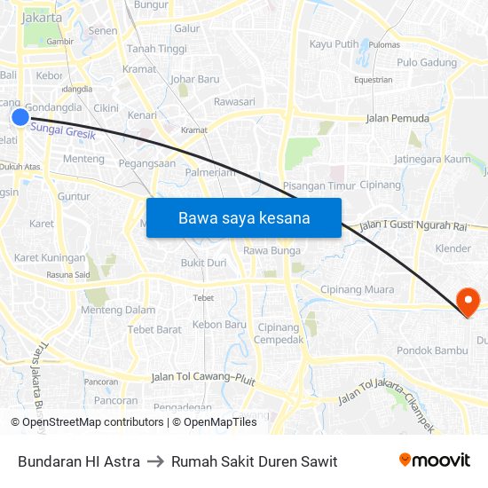 Bundaran HI Astra to Rumah Sakit Duren Sawit map