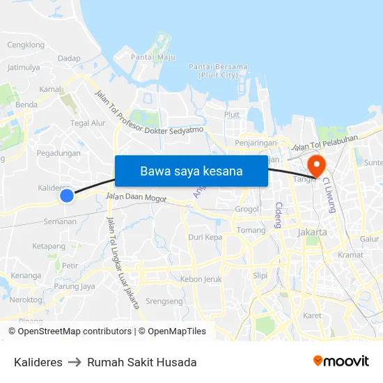 Kalideres to Rumah Sakit Husada map