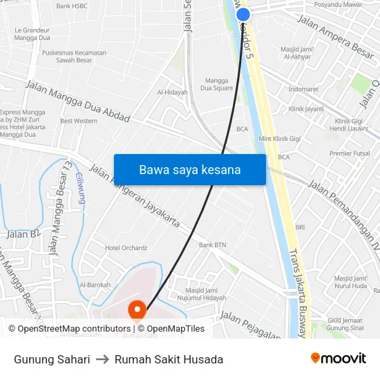 Gunung Sahari to Rumah Sakit Husada map