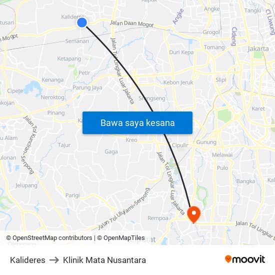 Kalideres to Klinik Mata Nusantara map