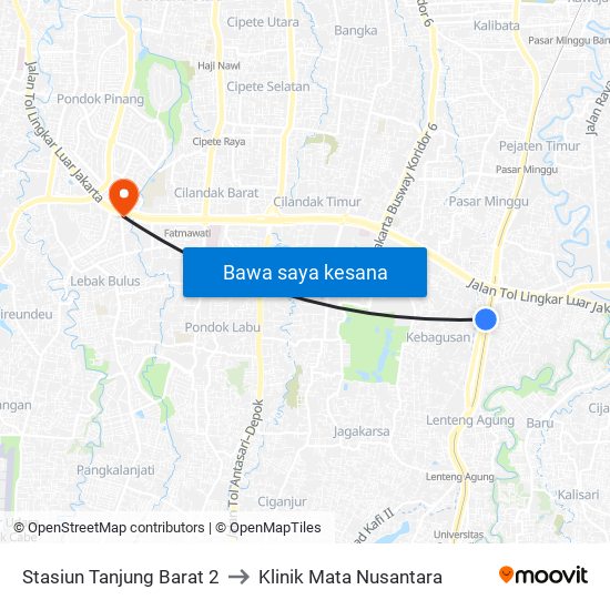 Stasiun Tanjung Barat 2 to Klinik Mata Nusantara map