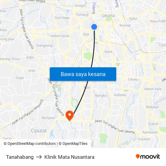 Tanahabang to Klinik Mata Nusantara map