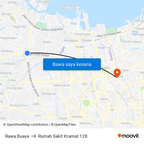 Rawa Buaya to Rumah Sakit Kramat 128 map