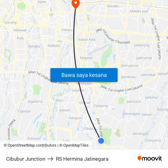 Cibubur Junction to RS Hermina Jatinegara map