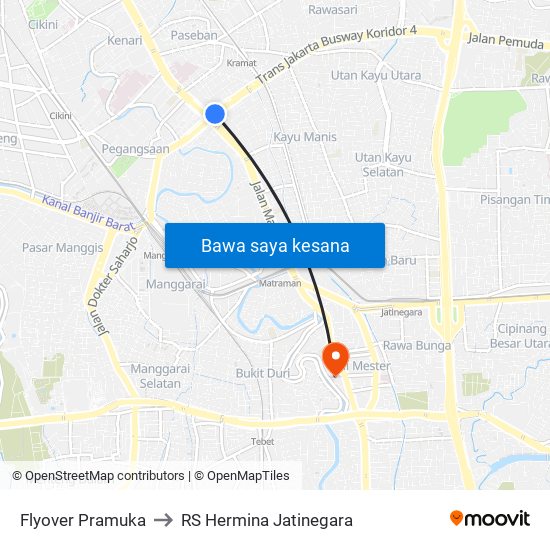 Flyover Pramuka to RS Hermina Jatinegara map