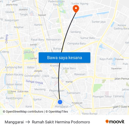 Manggarai to Rumah Sakit Hermina Podomoro map