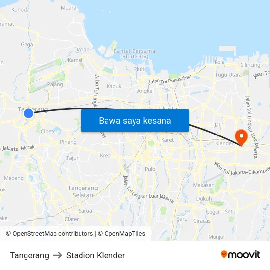 Tangerang to Stadion Klender map