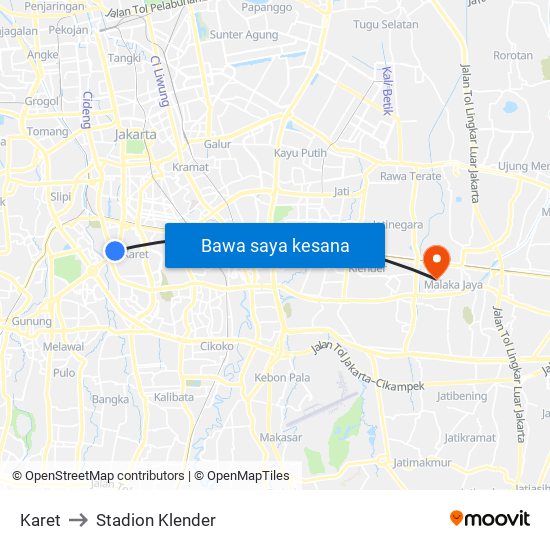 Karet to Stadion Klender map