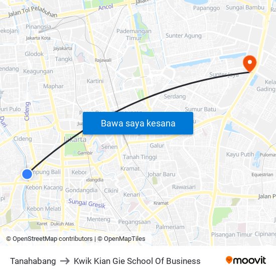 Tanahabang to Kwik Kian Gie School Of Business map