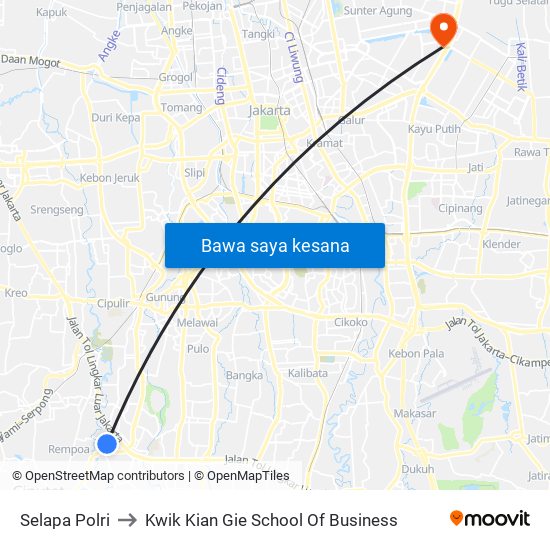 Selapa Polri to Kwik Kian Gie School Of Business map