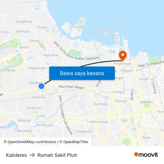 Kalideres to Rumah Sakit Pluit map