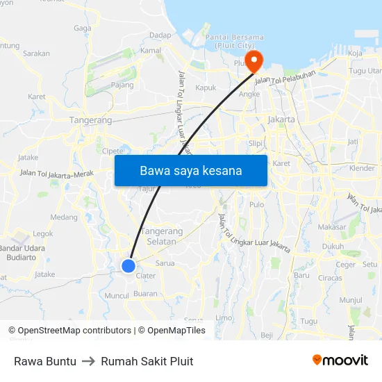 Rawa Buntu to Rumah Sakit Pluit map