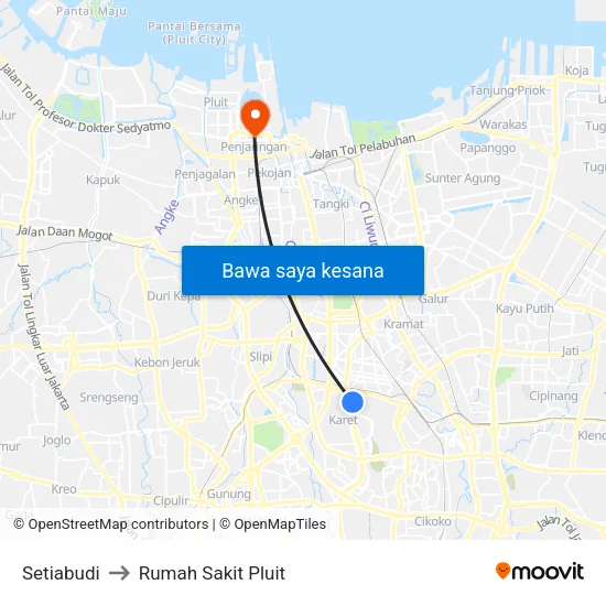 Setiabudi to Rumah Sakit Pluit map