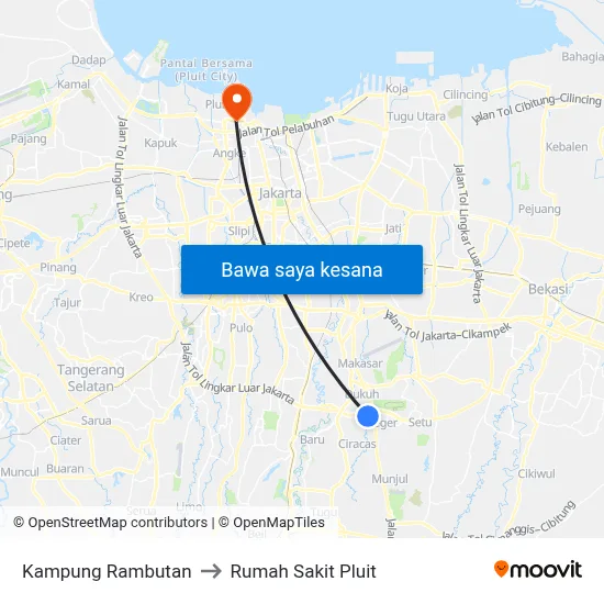 Kampung Rambutan to Rumah Sakit Pluit map