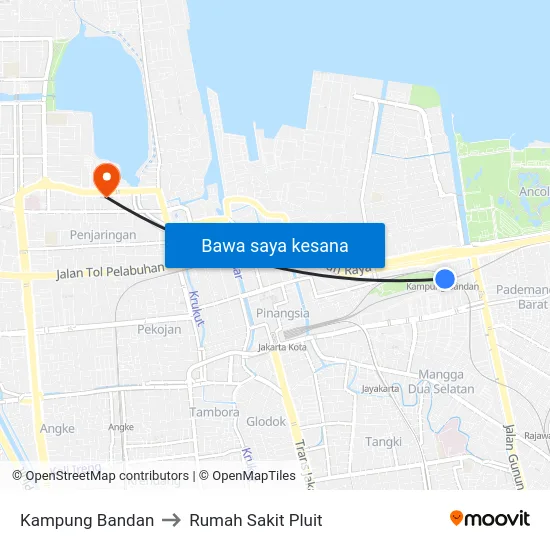 Kampung Bandan to Rumah Sakit Pluit map