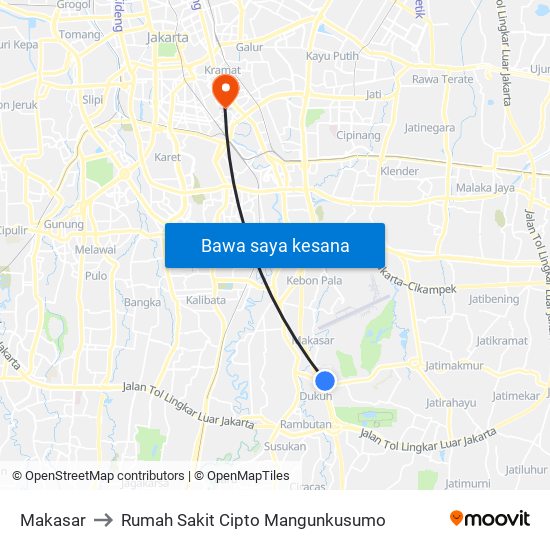 Makasar to Rumah Sakit Cipto Mangunkusumo map