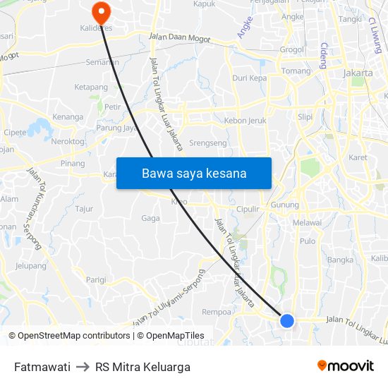 Fatmawati to RS Mitra Keluarga map