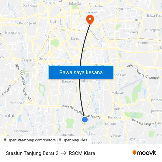 Stasiun Tanjung Barat 2 to RSCM Kiara map