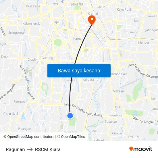 Ragunan to RSCM Kiara map