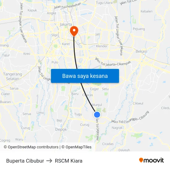 Buperta Cibubur to RSCM Kiara map