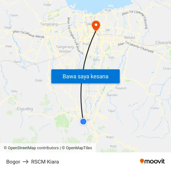 Bogor to RSCM Kiara map