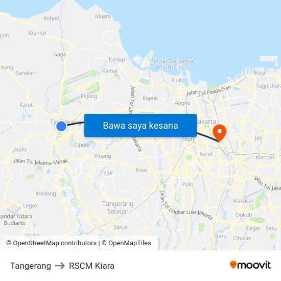 Tangerang to RSCM Kiara map