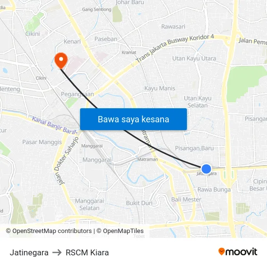 Jatinegara to RSCM Kiara map