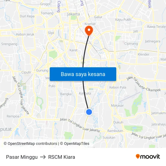 Pasar Minggu to RSCM Kiara map