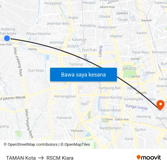 TAMAN Kota to RSCM Kiara map