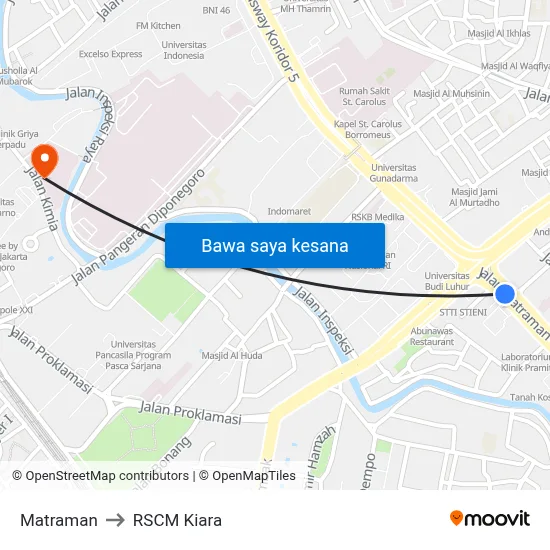 Matraman to RSCM Kiara map