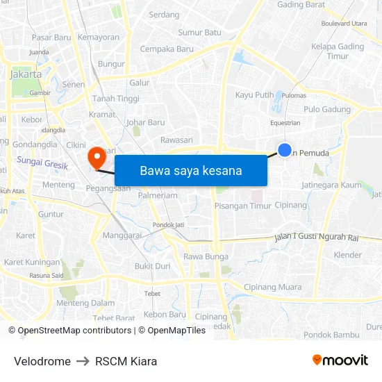 Velodrome to RSCM Kiara map