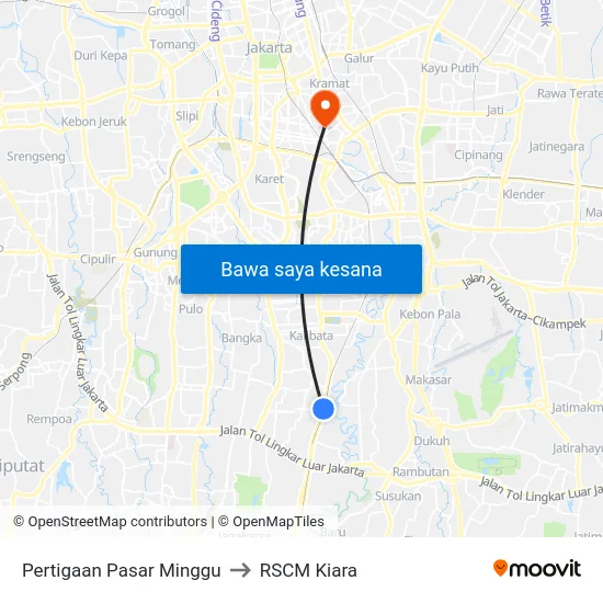 Pertigaan Pasar Minggu to RSCM Kiara map