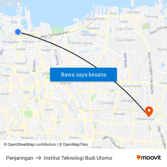 Penjaringan to Institut Teknologi Budi Utomo map