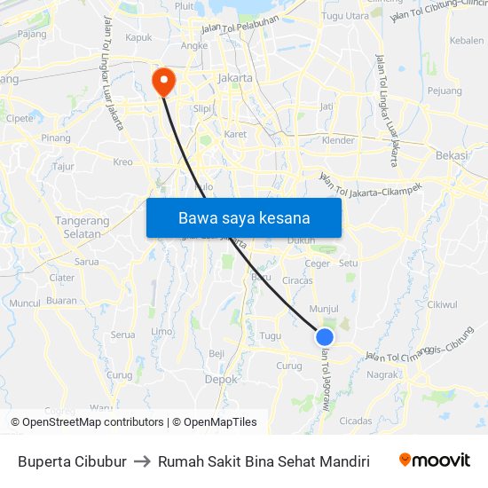 Buperta Cibubur to Rumah Sakit Bina Sehat Mandiri map