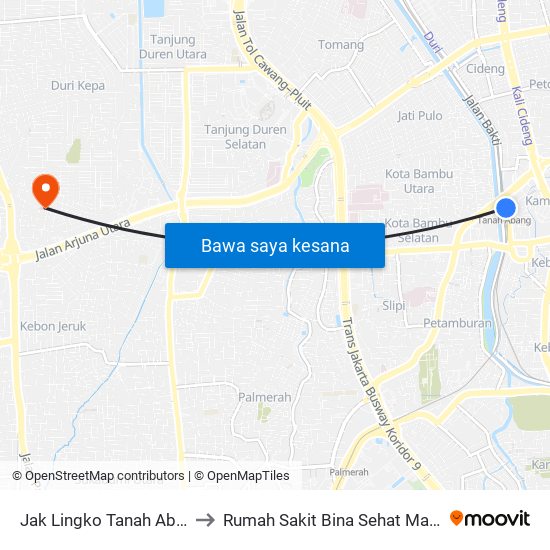 Jak Lingko Tanah Abang to Rumah Sakit Bina Sehat Mandiri map