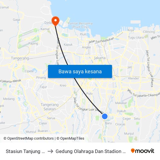 Stasiun Tanjung Barat 2 to Gedung Olahraga Dan Stadion Kamal Muara map
