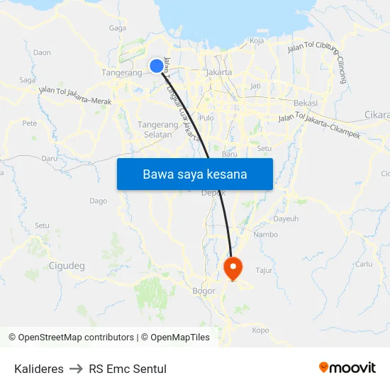 Kalideres to RS Emc Sentul map