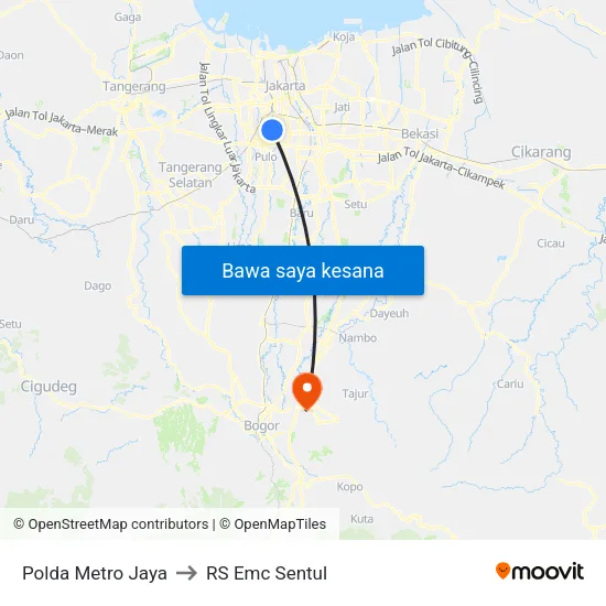 Polda Metro Jaya to RS Emc Sentul map