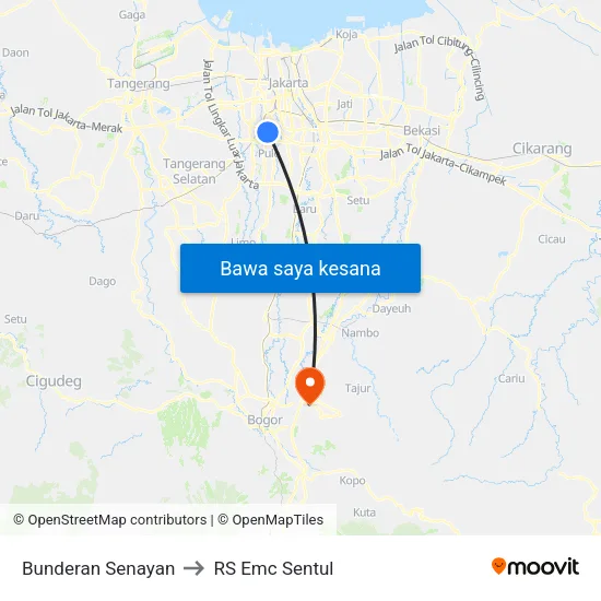Bunderan Senayan to RS Emc Sentul map
