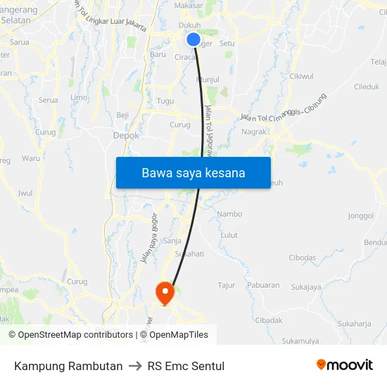 Kampung Rambutan to RS Emc Sentul map
