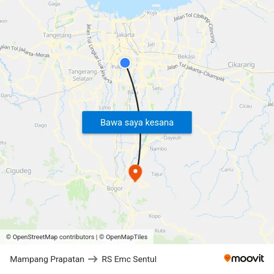 Mampang Prapatan to RS Emc Sentul map